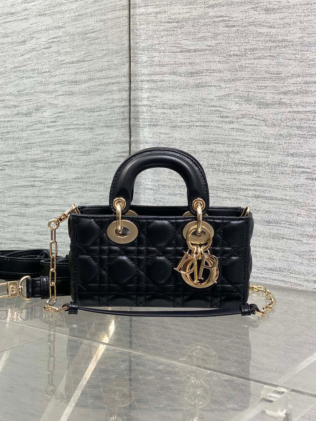 Dior 25S Micro Lady D-Joy 19 in Black Calfskin Gold Hardwre Bag