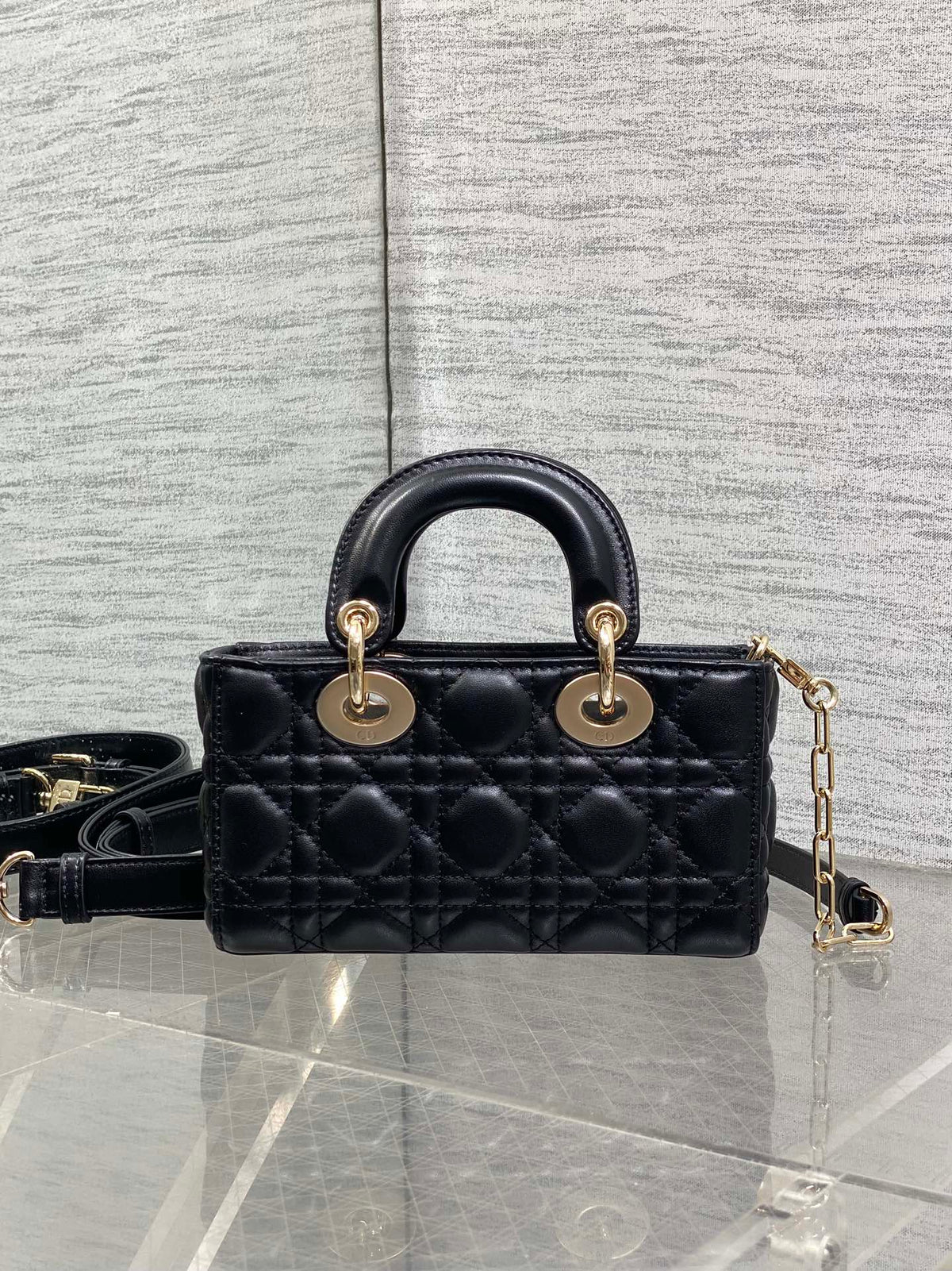 Dior 25S Micro Lady D-Joy 19 in Black Calfskin Gold Hardwre Bag