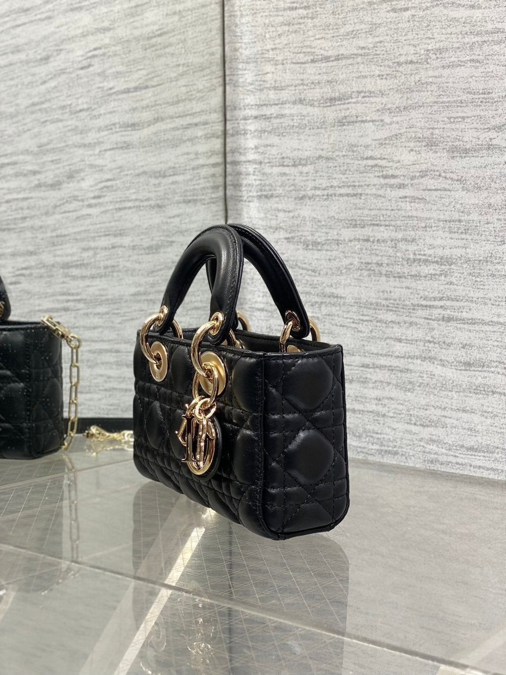 Dior 25S Micro Lady D-Joy 19 in Black Calfskin Gold Hardwre Bag