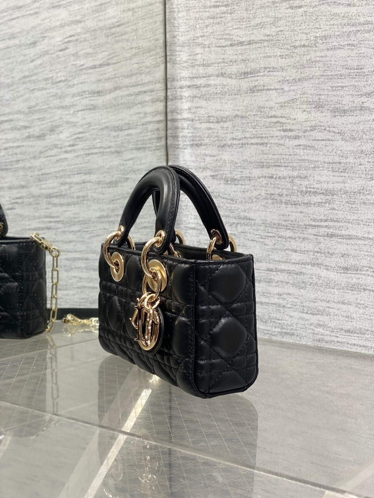 Dior 25S Micro Lady D-Joy 19 in Black Calfskin Gold Hardwre Bag