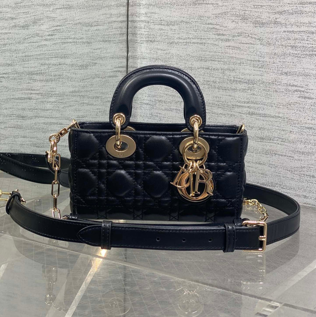 Dior 25S Micro Lady D-Joy 19 in Black Calfskin Gold Hardwre Bag