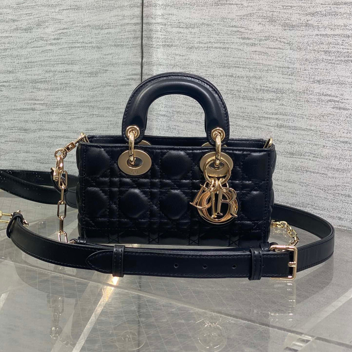 Dior 25S Micro Lady D-Joy 19 in Black Calfskin Gold Hardwre Bag