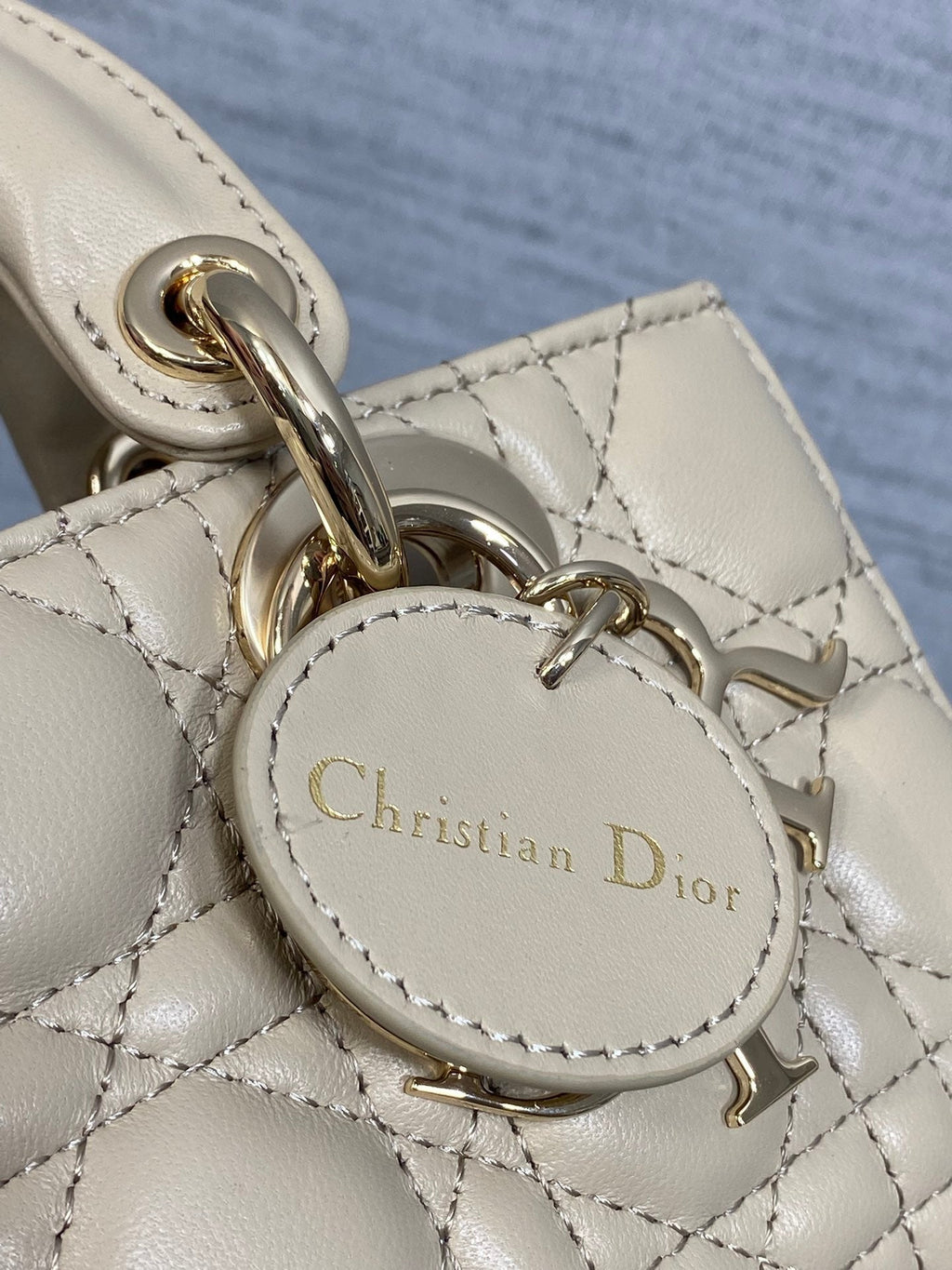 Dior 25S Micro Lady D-Joy 19 in Powder Beige Calfskin Gold Hardwre Bag