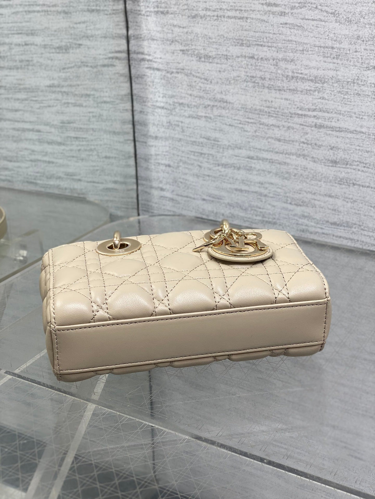 Dior 25S Micro Lady D-Joy 19 in Powder Beige Calfskin Gold Hardware Bag