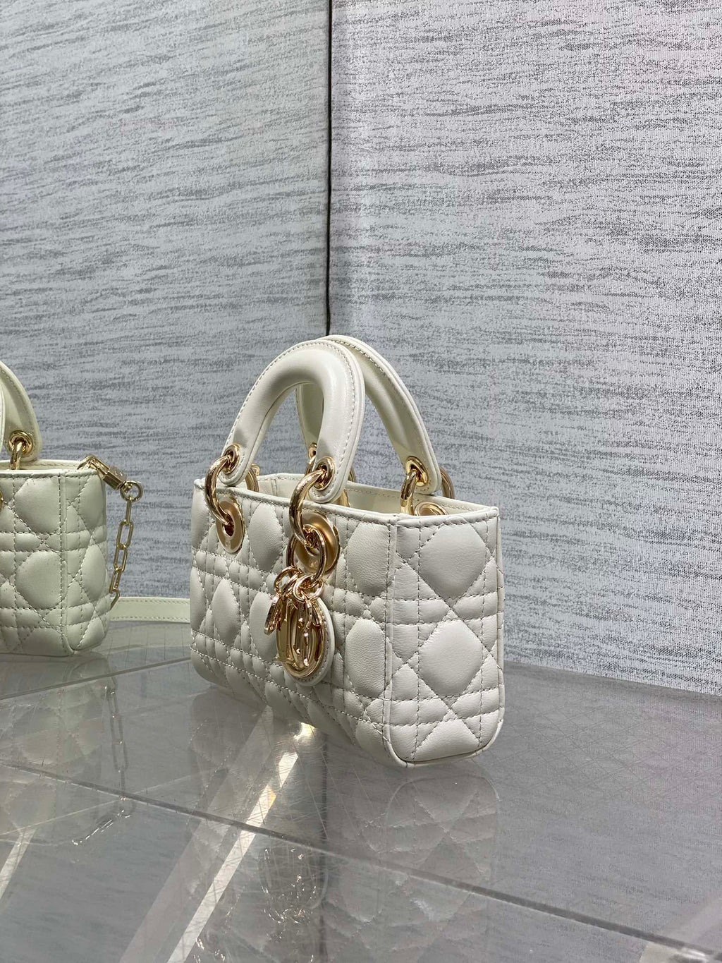 Dior 25S Micro Lady D-Joy 19 in Ivory Calfskin Gold Hardwre Bag