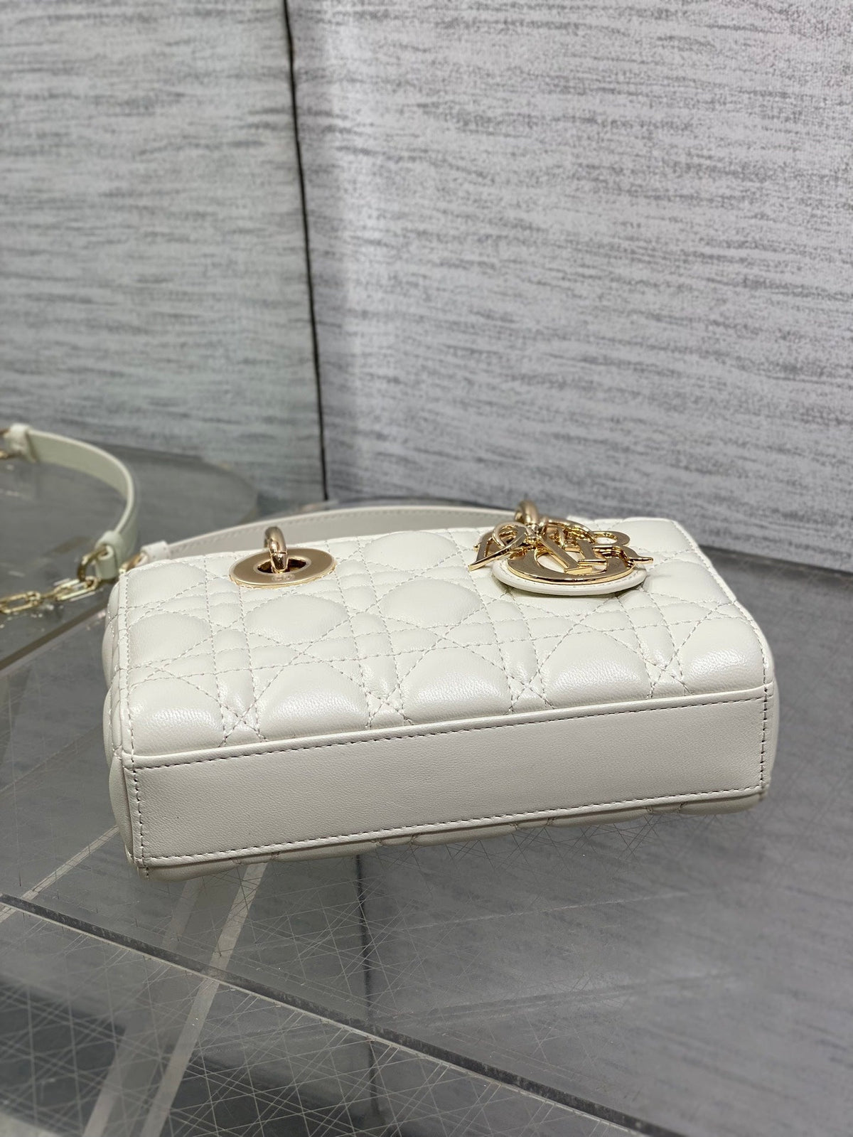Dior 25S Micro Lady D-Joy 19 in Ivory Calfskin Gold Hardwre Bag
