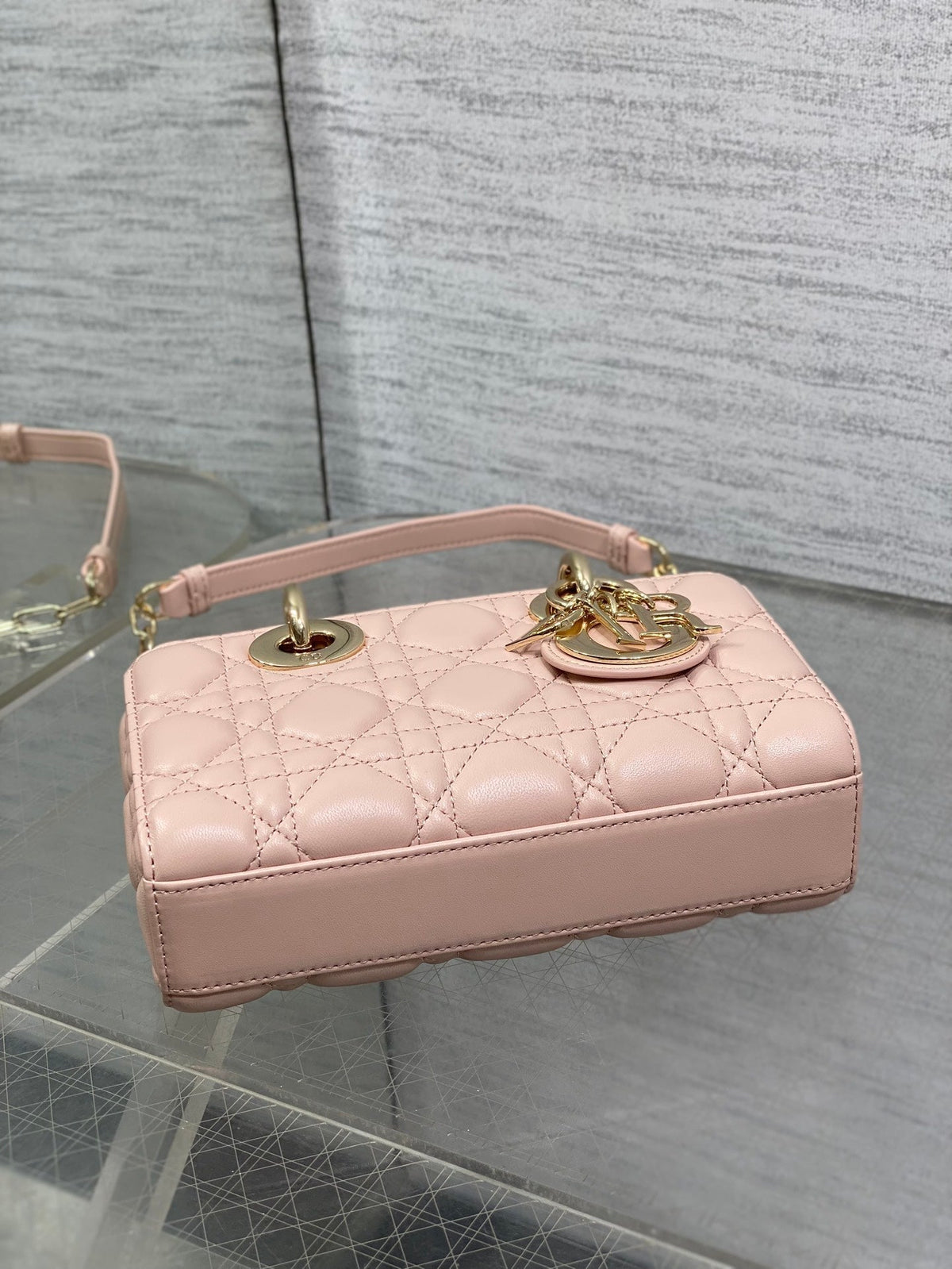 Dior 25S Micro Lady D-Joy 19 in Baby Pink Calfskin Gold Hardwre Bag