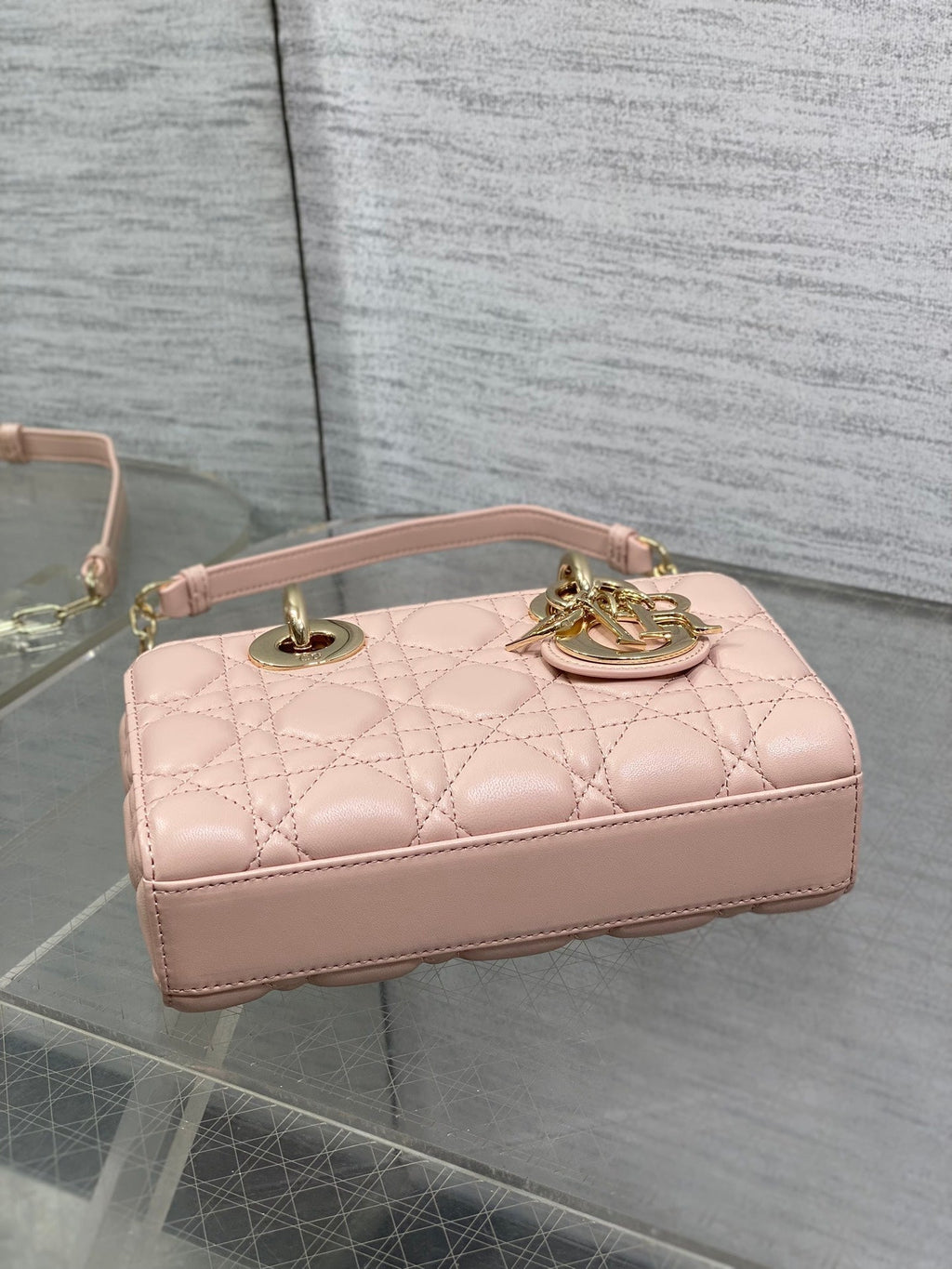 Dior 25S Micro Lady D-Joy 19 in Baby Pink Calfskin Gold Hardware Bag