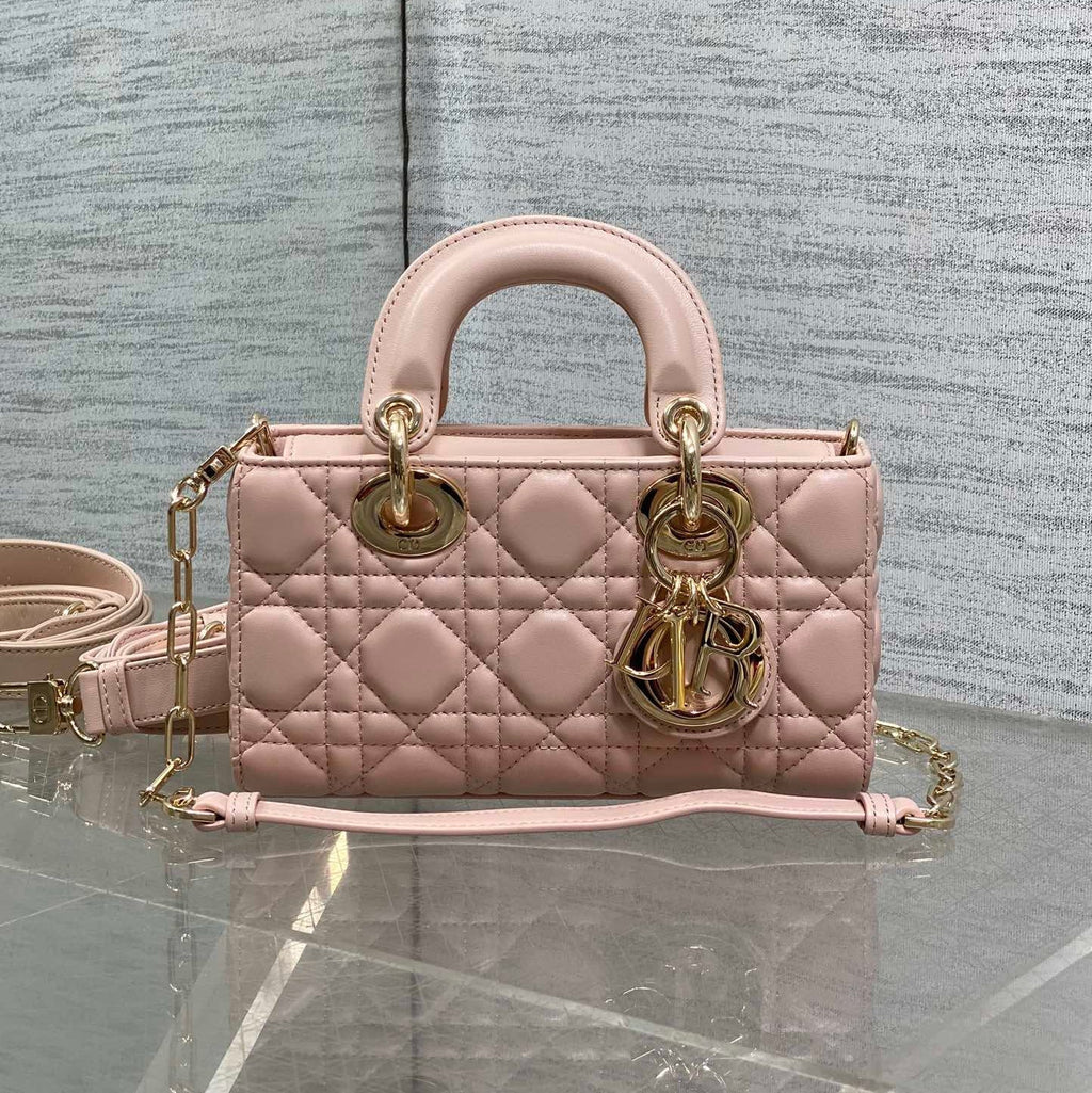 Dior 25S Micro Lady D-Joy 19 in Baby Pink Calfskin Gold Hardwre Bag