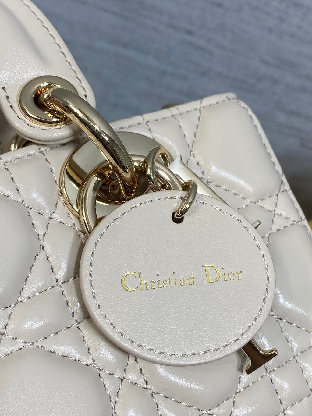 Dior 25S Micro Lady D-Joy 19 in Beige Calfskin Gold Hardwre Bag