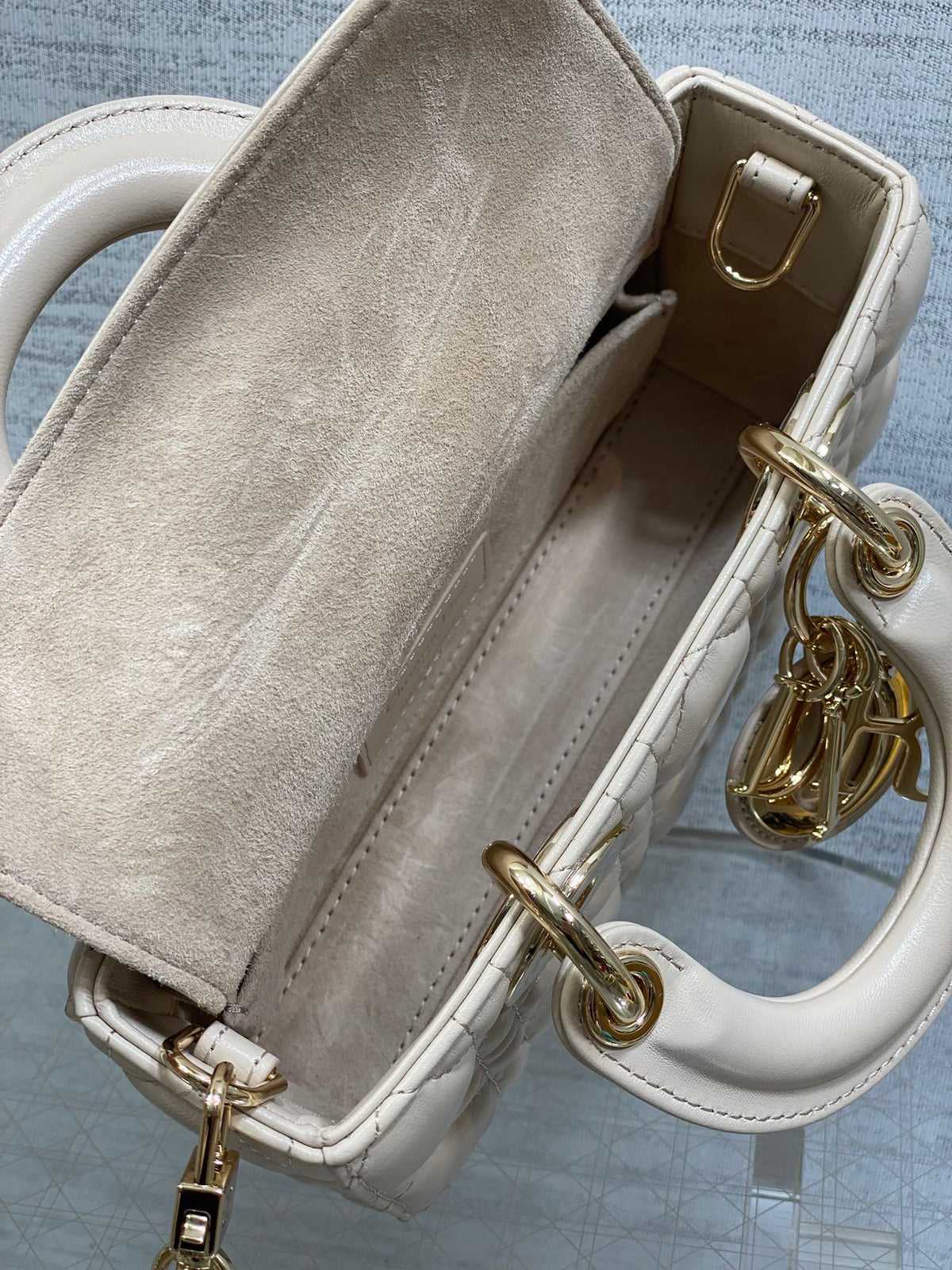 Dior 25S Micro Lady D-Joy 19 in Beige Calfskin Gold Hardwre Bag