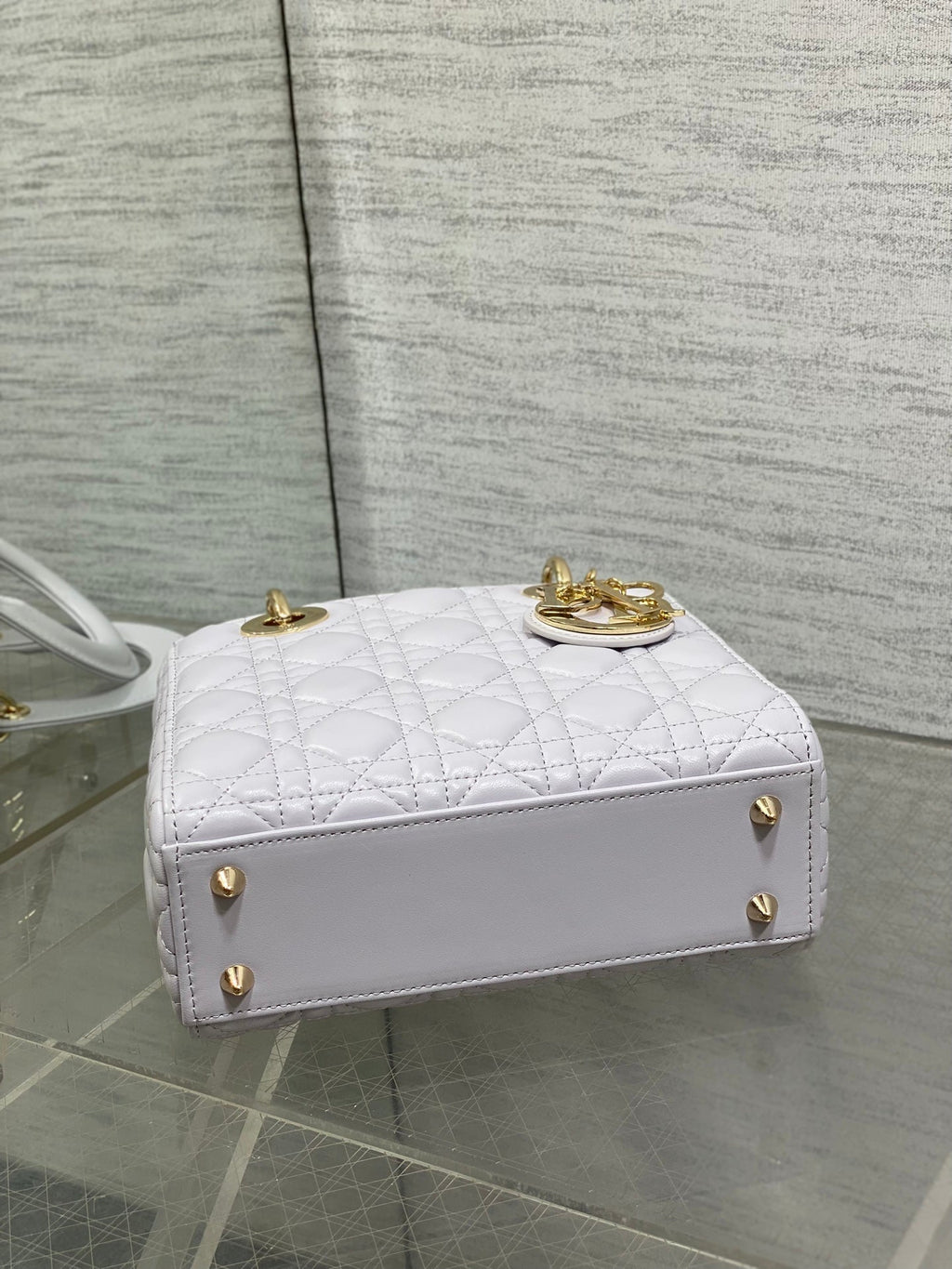 Dior 25S Lady Bag 20 in Lilac Cannage Calfskin Gold Hardwre