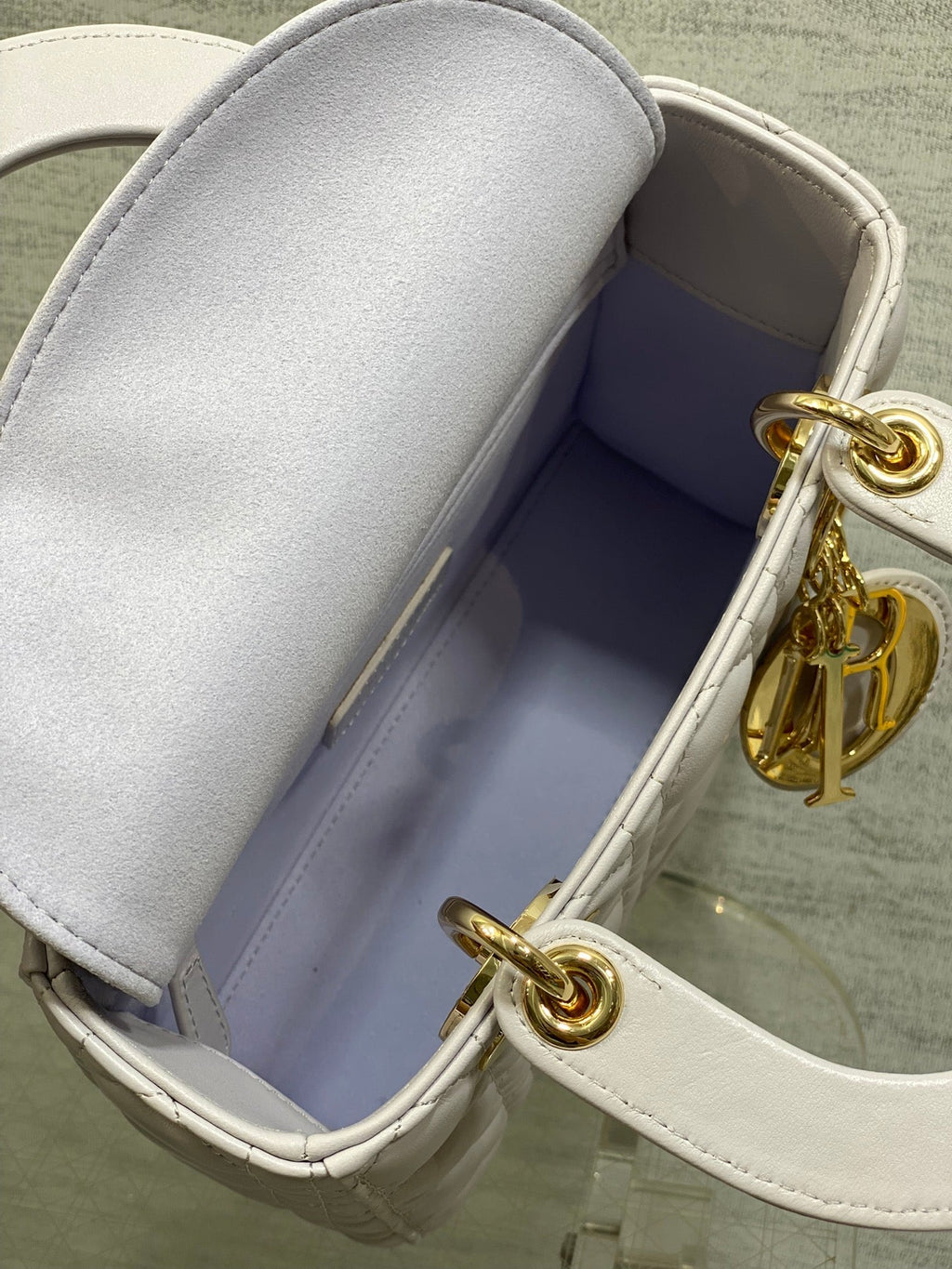 Dior 25S Lady Bag 20 in Lilac Cannage Calfskin Gold Hardwre