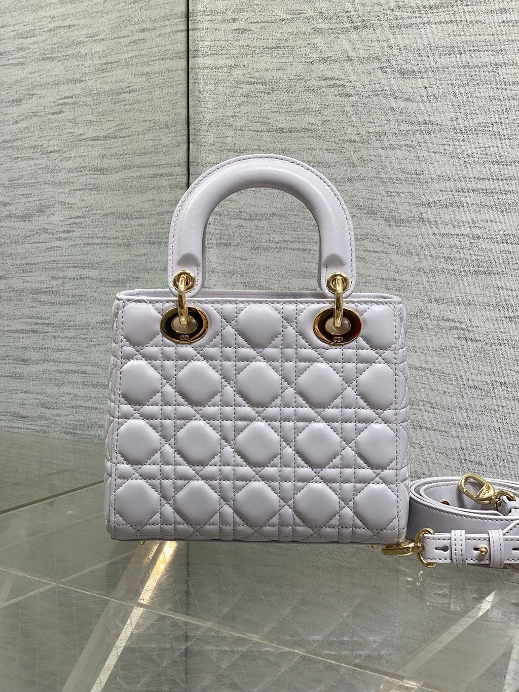 Dior 25S Lady Bag 20 in Lilac Cannage Calfskin Gold Hardware