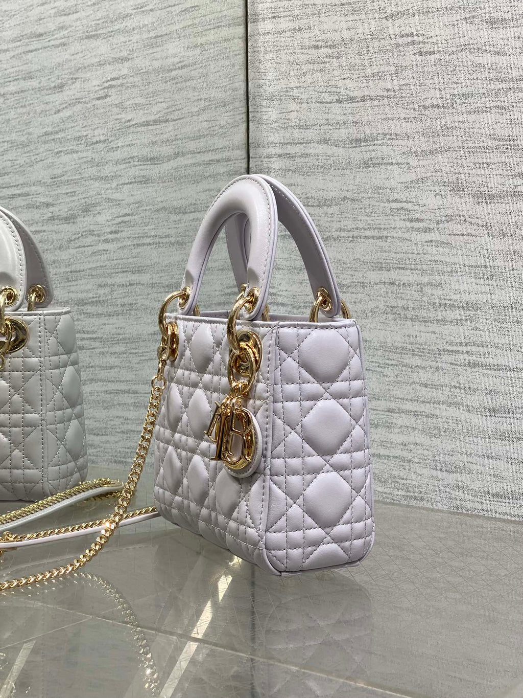 Dior 25S Mini Lady Bag 17 in Lilac Cannage Calfskin Gold Hardware