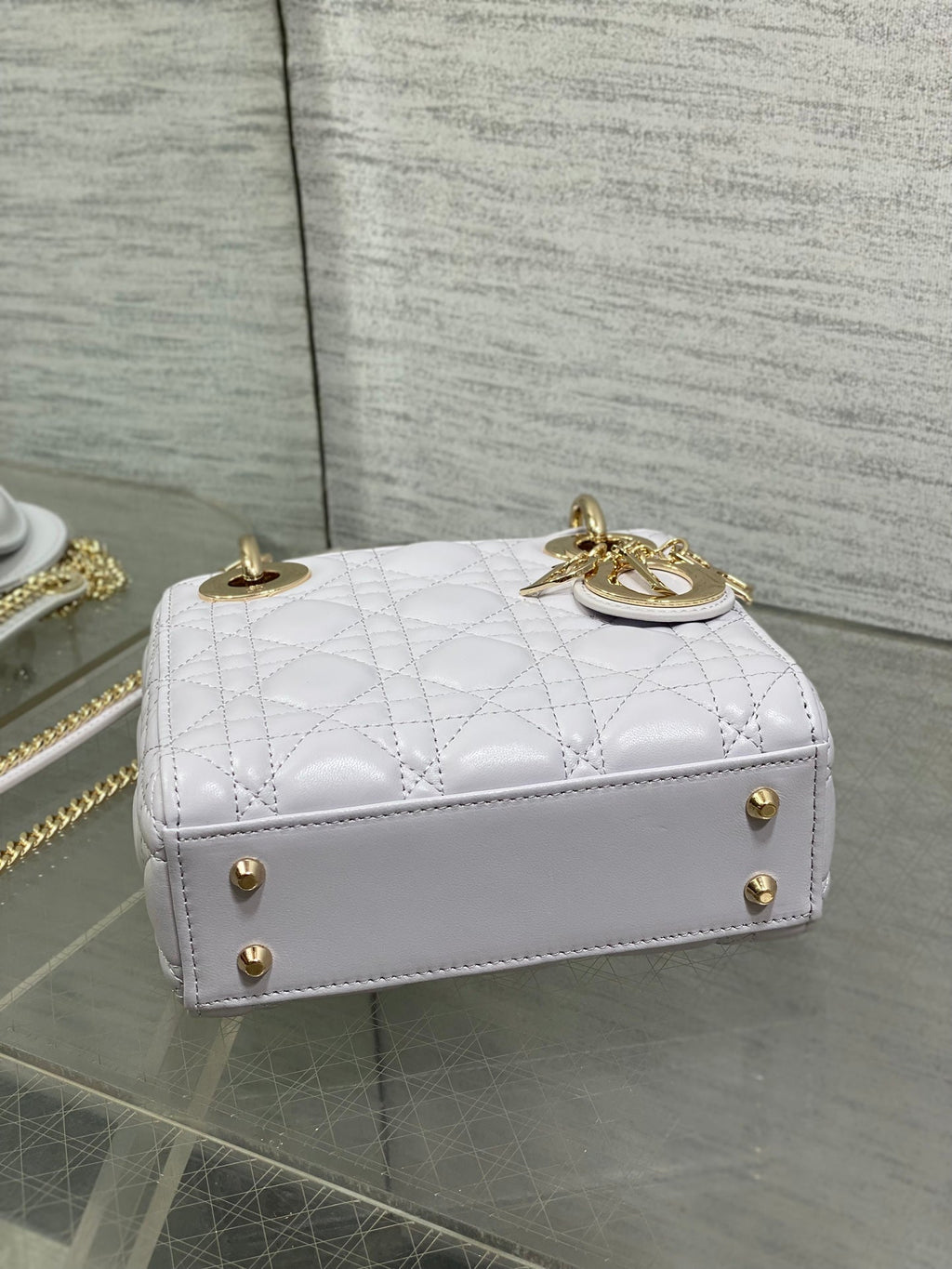 Dior 25S Mini Lady Bag 17 in Lilac Cannage Calfskin Gold Hardware