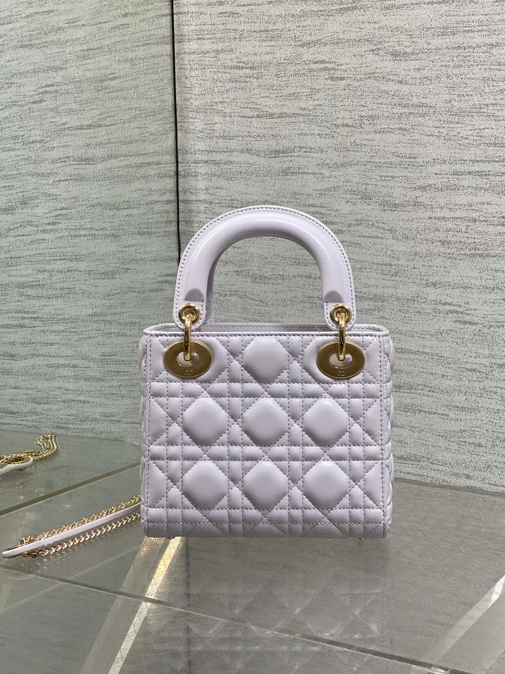 Dior 25S Mini Lady Bag 17 in Lilac Calfskin Charm Crystal Embellishments