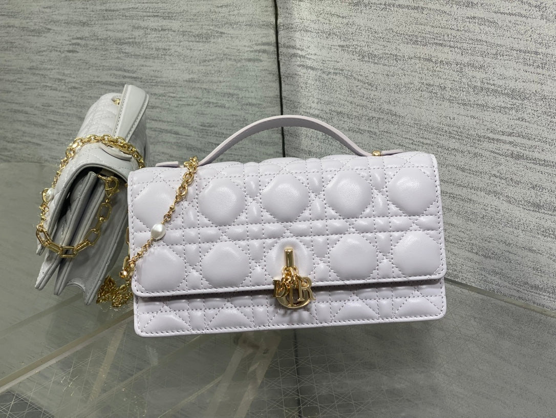 Dior 25S Talk Phone Pouch 21 in Pale Lilac Calfskin Gold Hardware