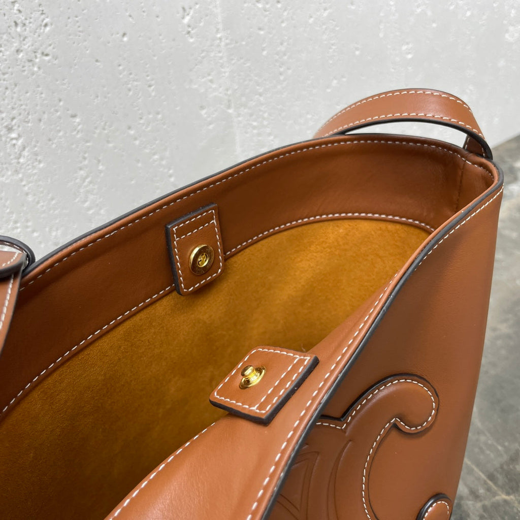 Celine 25S Cuir Triomphe Bag 30 in Tan Brown Calfskin