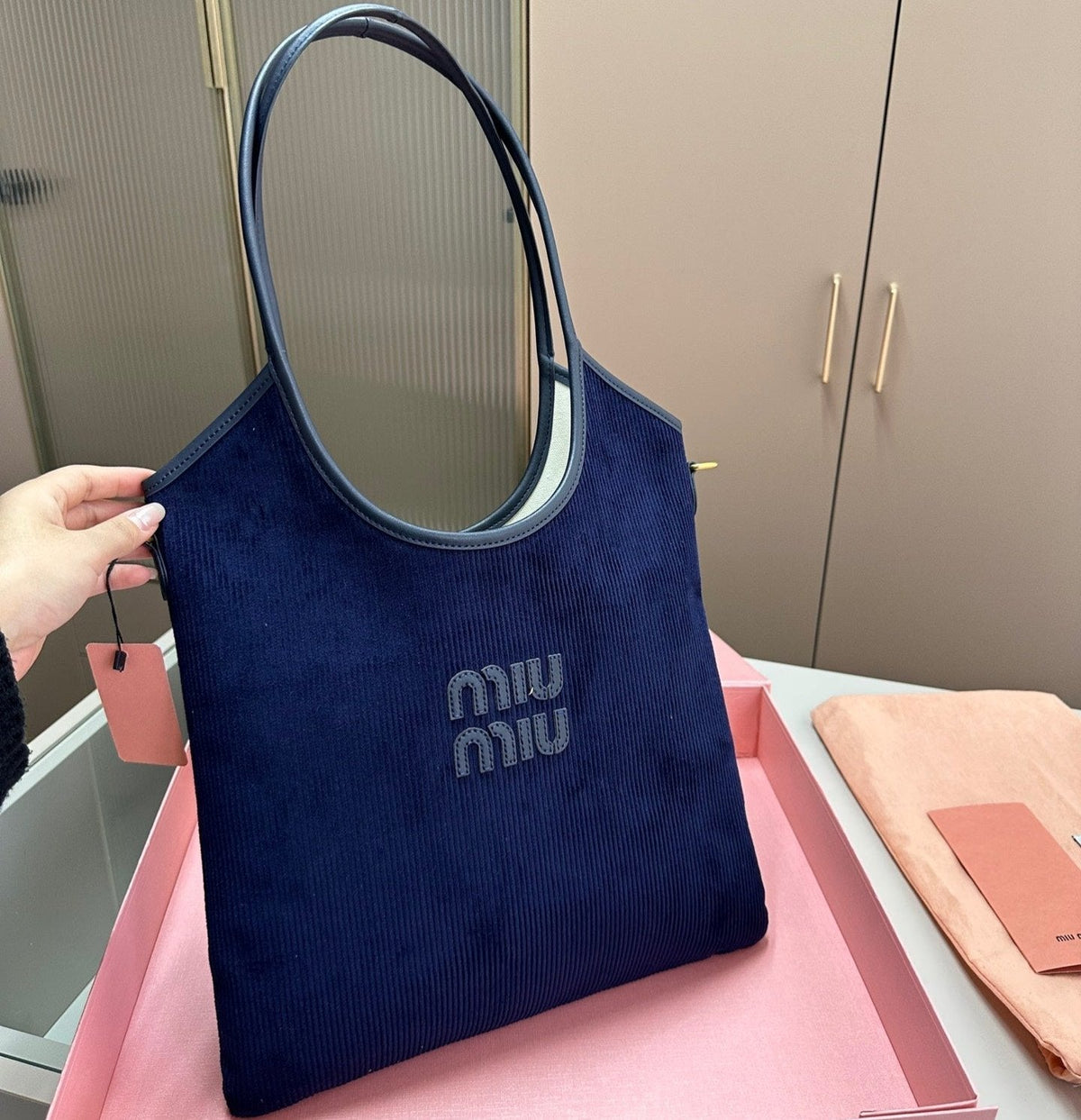 Ivy Tote Bag 34 in Navy Corduroy