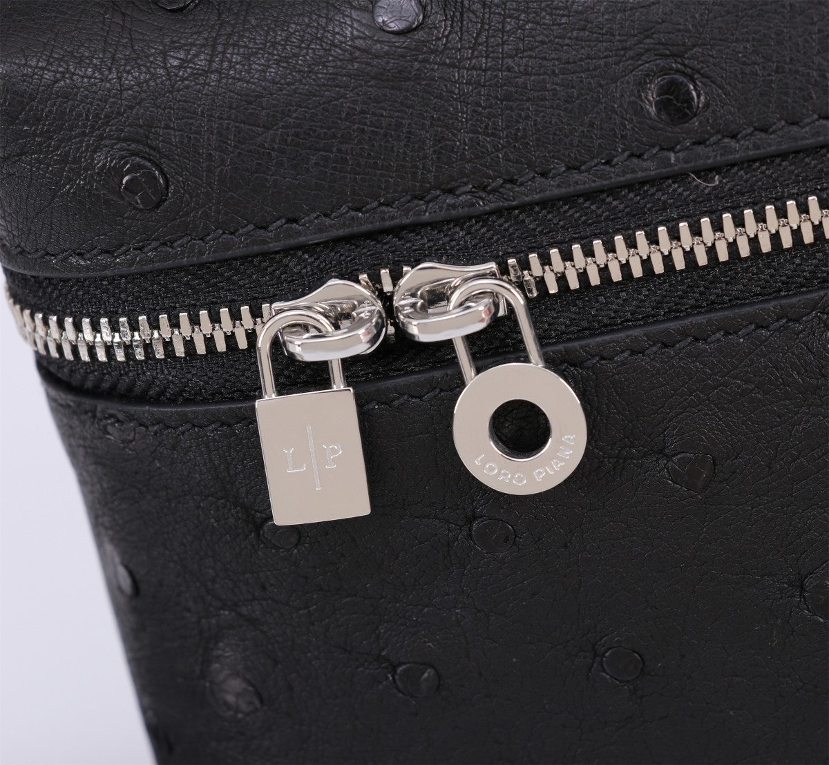 Loro Piana Extra Pocket L19 in Black Ostrich Leather Bag