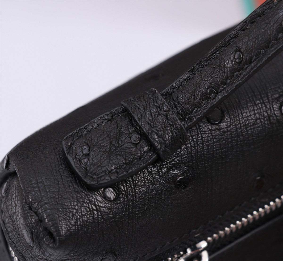 Loro Piana Extra Pocket L19 in Black Ostrich Leather Bag