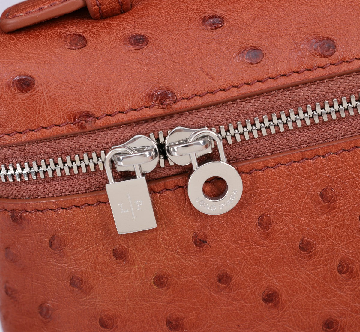 Loro Piana Extra Pocket L19 in Red Brown Ostrich Leather Bag