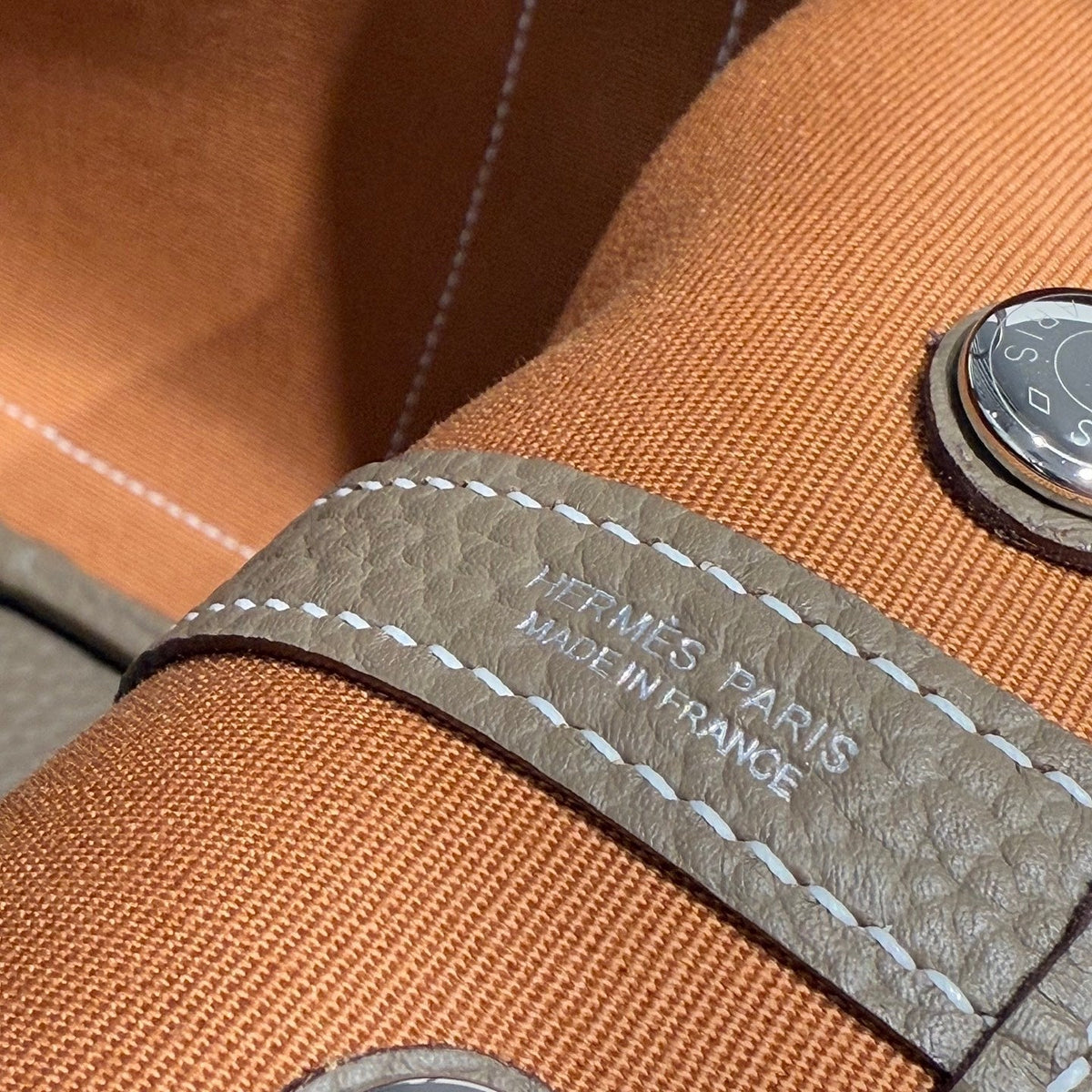 Hermes Garden Party 30cm in Brown Toilets Cotton Canvas and Togo Etoupe Calfskin Bag