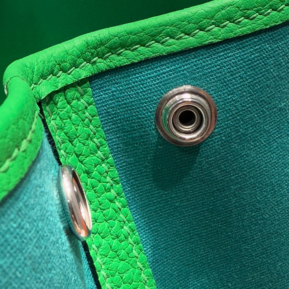 Hermes Garden Party 30cm in Cadmium Green Toilets Cotton Canvas and Green Calfskin Bag