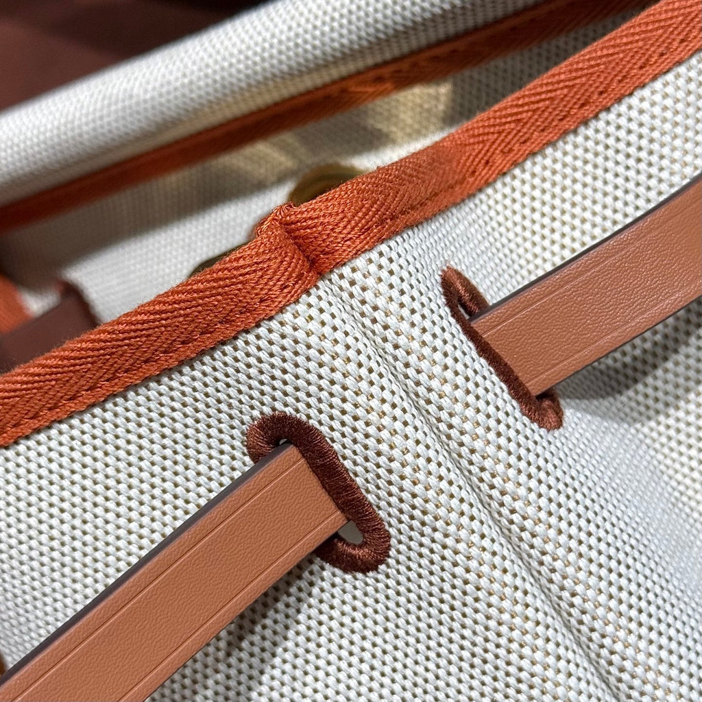 Hermes 25S Mini Herbag 20 in Beige and Brown Canvas Gold Hardware Bag