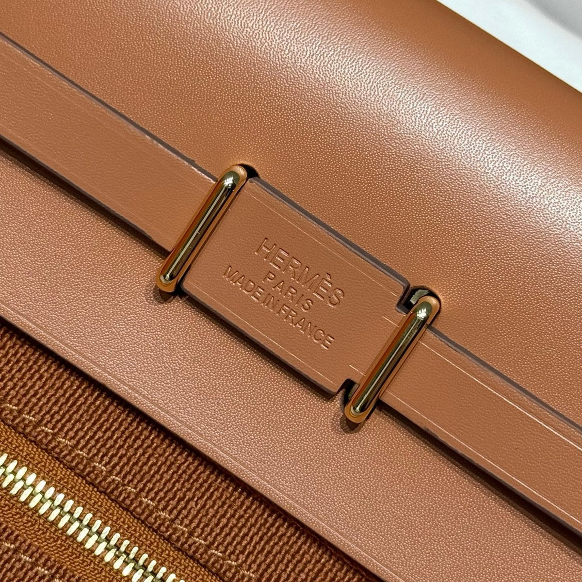 Hermes 25S Mini Herbag 20 in Copper Brown Canvas Gold Hardware Bag