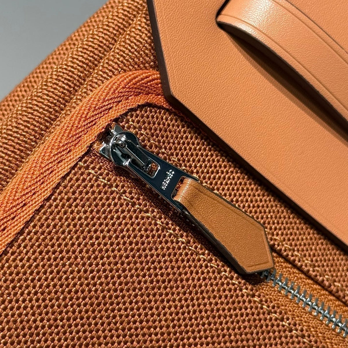 Hermes 25S Mini Herbag 20 in Copper Brown Canvas Silver Hardware Bag