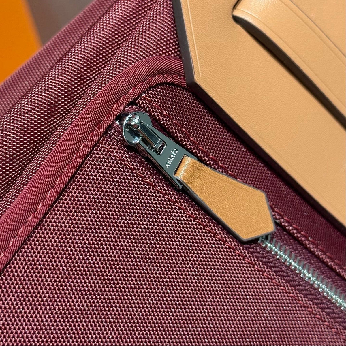 Hermes 25S Mini Herbag 20 in Plum Red Canvas Silver Hardware Bag