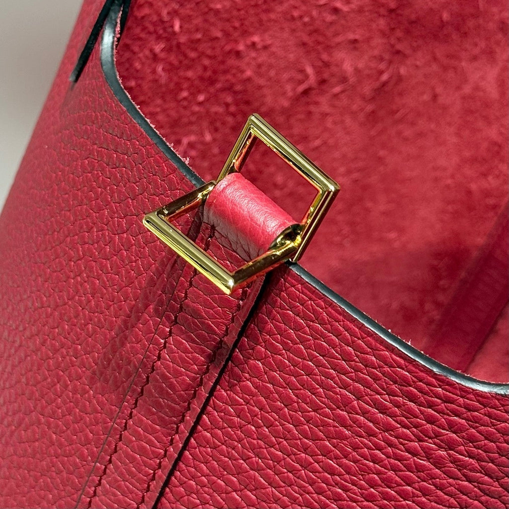 Hermes 25S Picotin Lock 18 in Rosso Ancora Red Calfskin Gold Hardware Bag