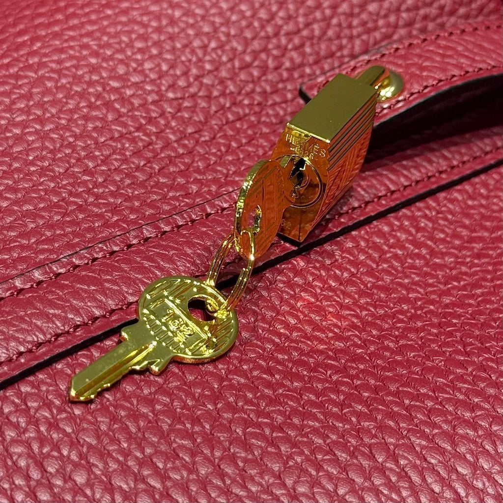 Hermes 25S Picotin Lock 18 in Rosso Ancora Red Calfskin Gold Hardware Bag