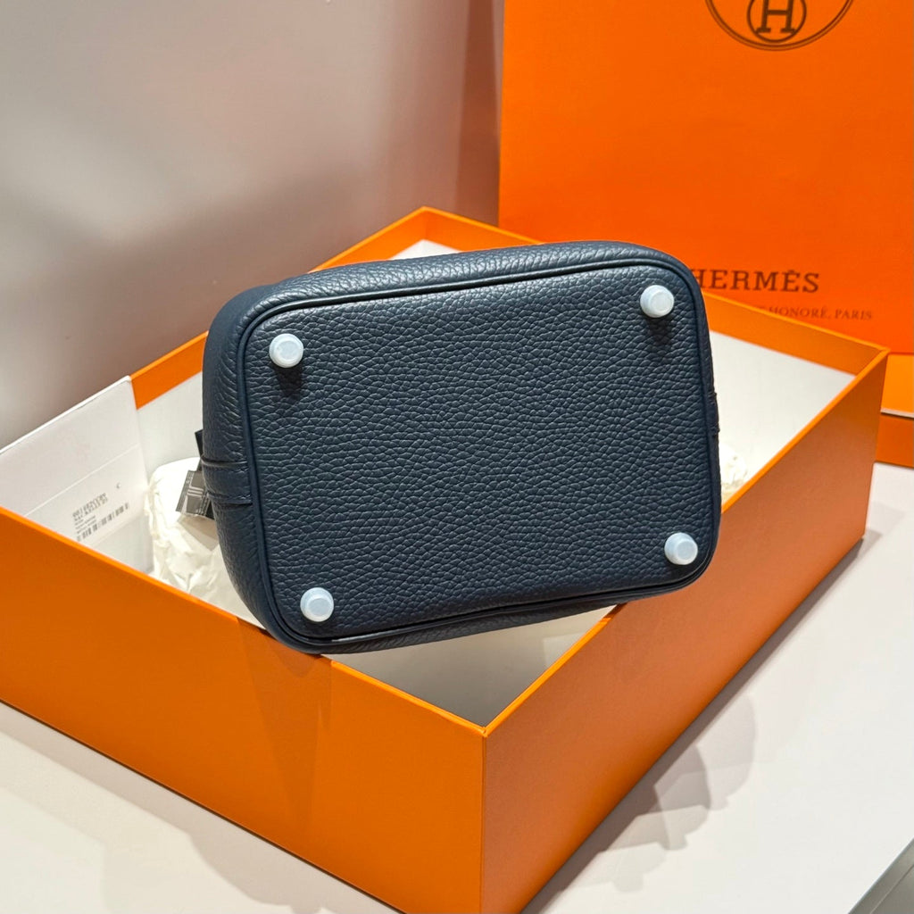 Hermes 25S Picotin Lock 18 in Navy Blue Calfskin Silver Hardware Bag