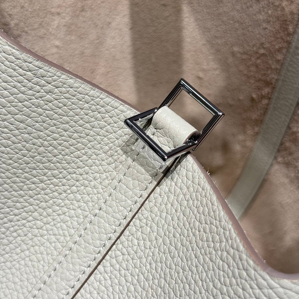 Hermes 25S Picotin Lock 22 in Ivory Calfskin Silver Hardware Bag