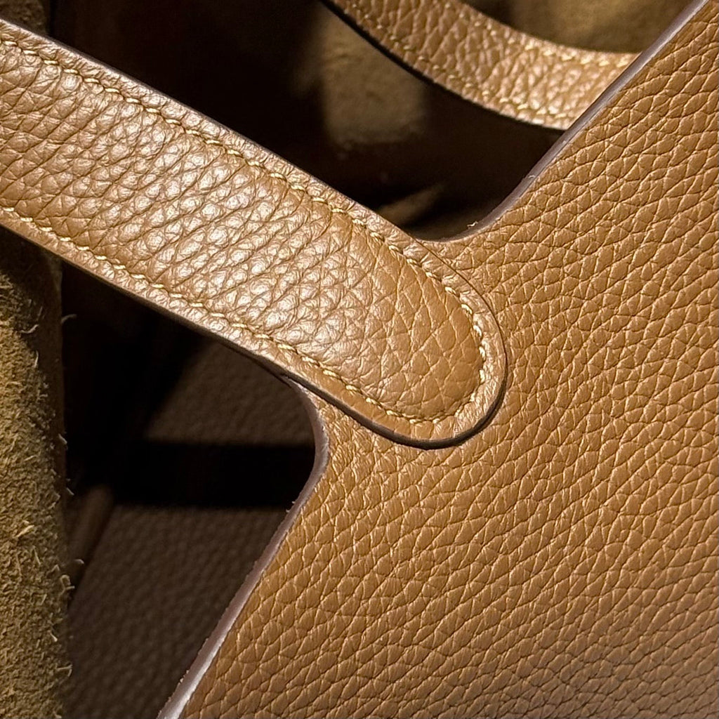Hermes 25S Picotin Lock 22 in Burnt Caramel Calfskin Gold Hardware Bag