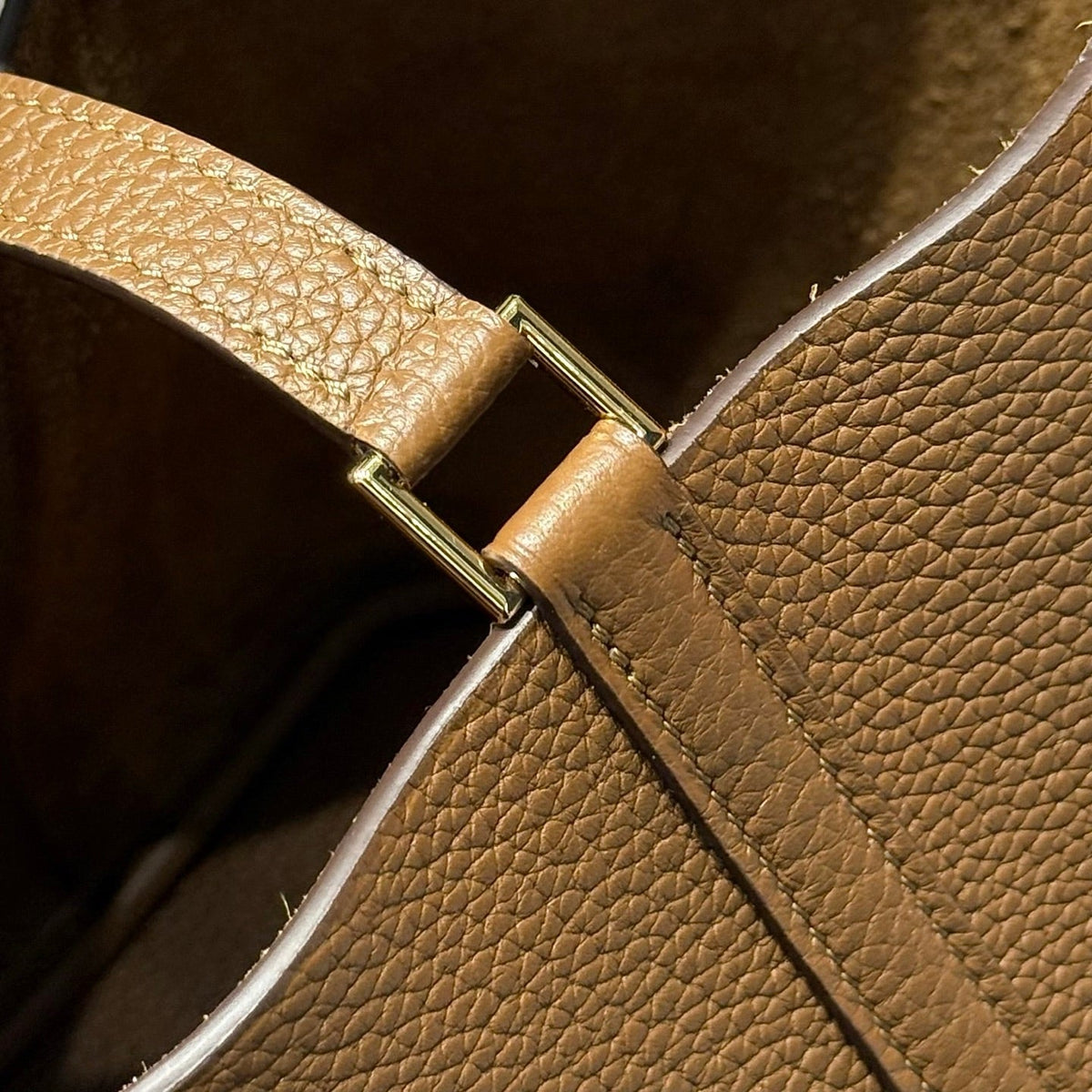Hermes 25S Picotin Lock 22 in Burnt Caramel Calfskin Gold Hardware Bag