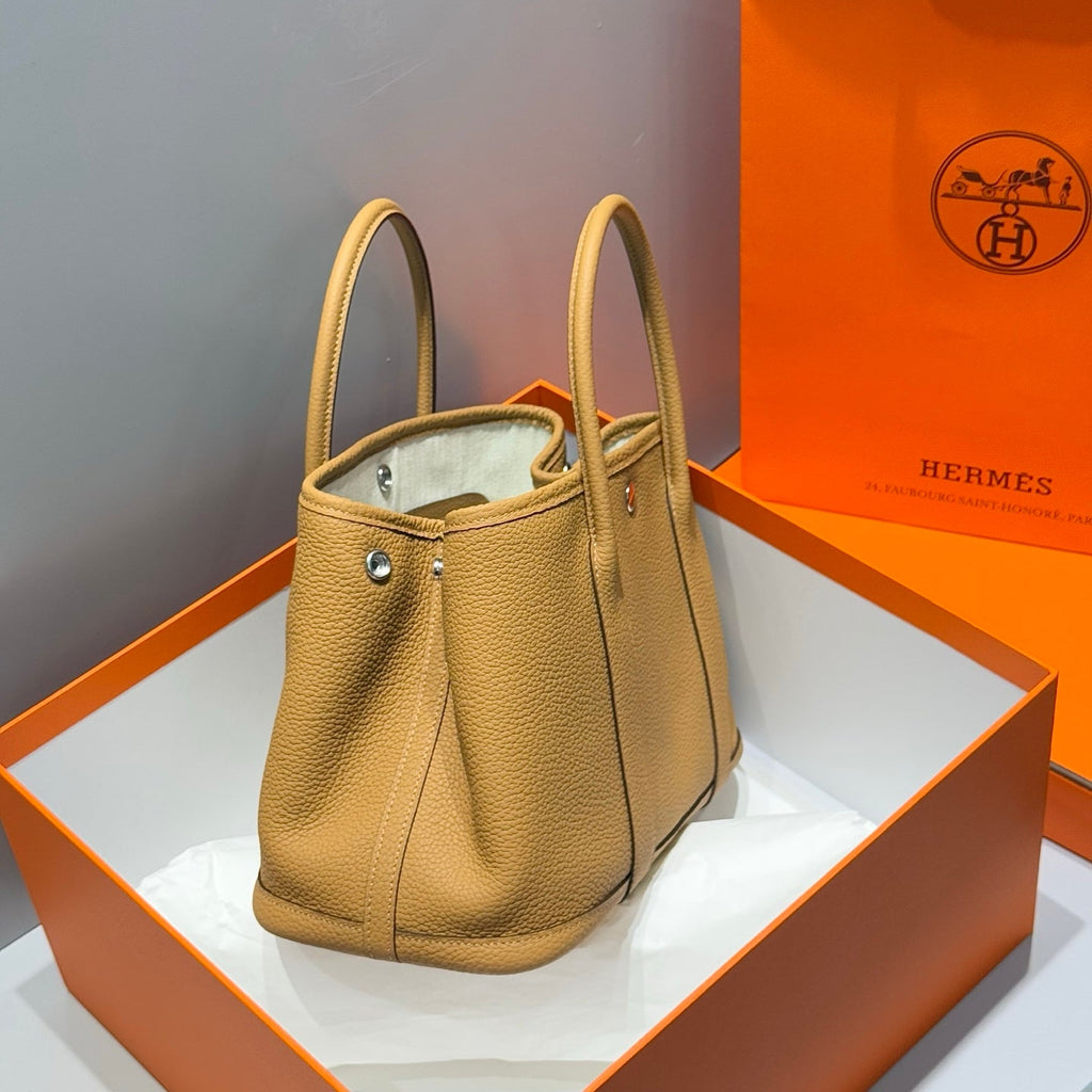 Hermes 25S Garden Party 30 in Caramel Calfskin Bag