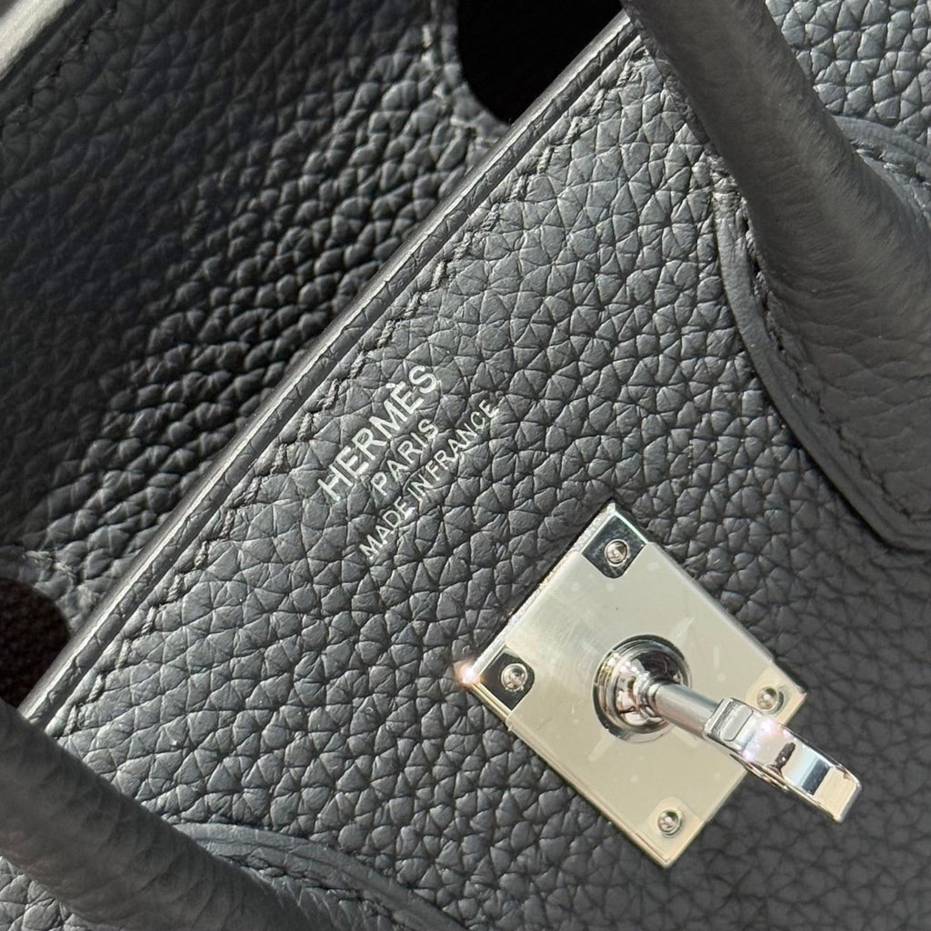 Hermes 25S Medium Birkin 25 in Charcoal Gray Calfskin Silver Hardware Bag