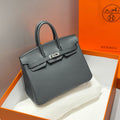 Hermes 25S Medium Birkin 25 in Charcoal Gray Calfskin Silver Hardware Bag