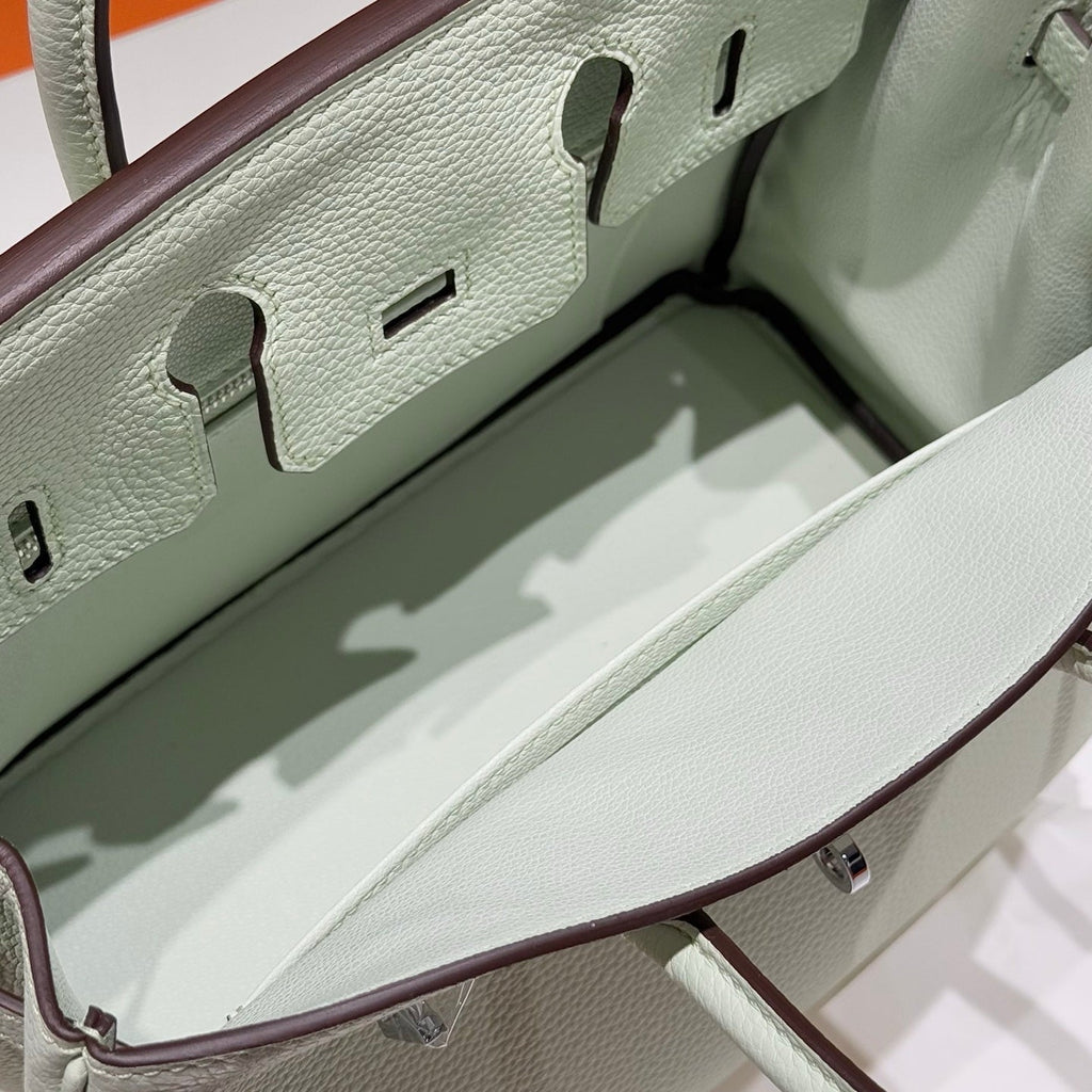 Hermes 25S Medium Birkin 25 in Light Mint Green Calfskin Silver Hardware Bag