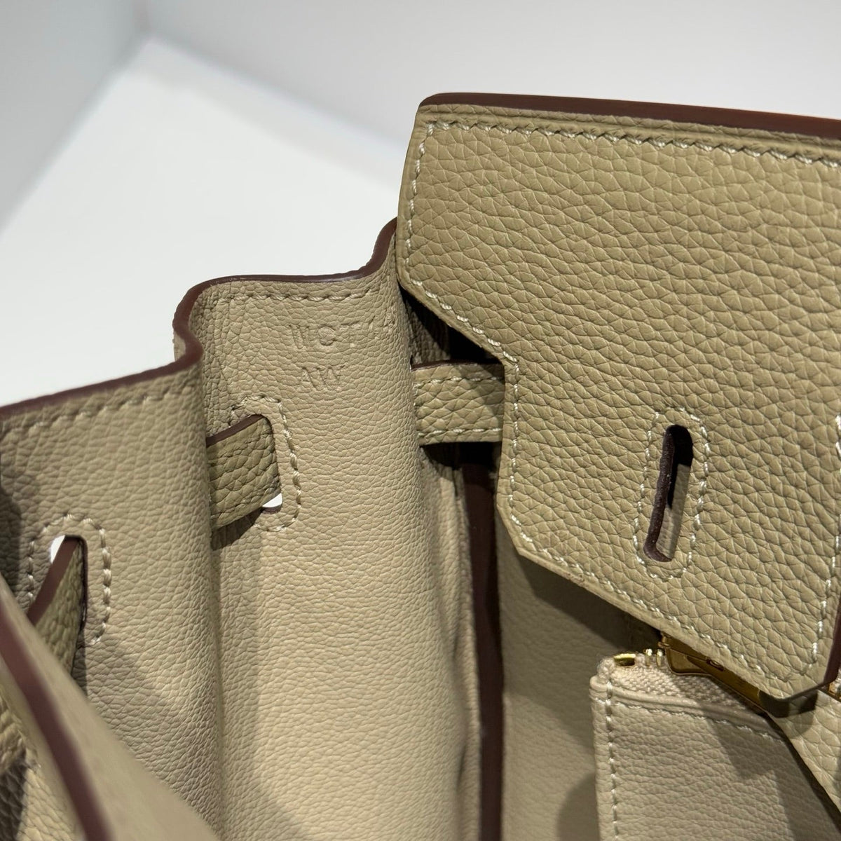 Hermes 25S Medium Birkin 25 in Dark Khaki Calfskin Gold Hardware Bag