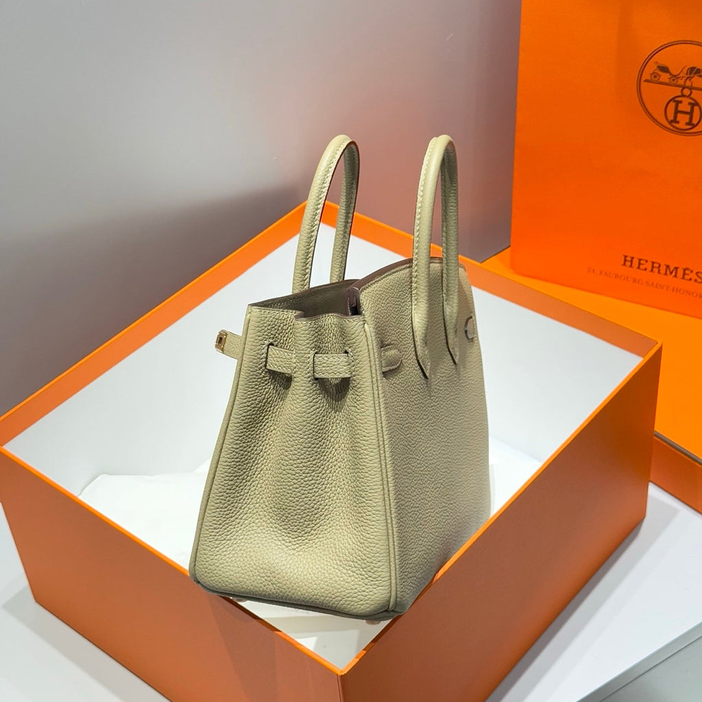 Hermes 25S Medium Birkin 25 in Dark Khaki Calfskin Gold Hardware Bag