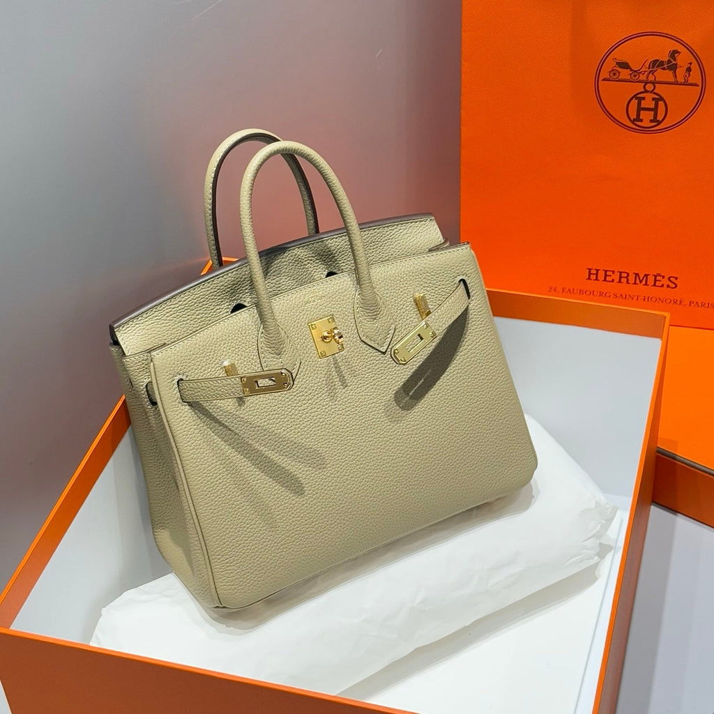 Hermes 25S Medium Birkin 25 in Dark Khaki Calfskin Gold Hardware Bag