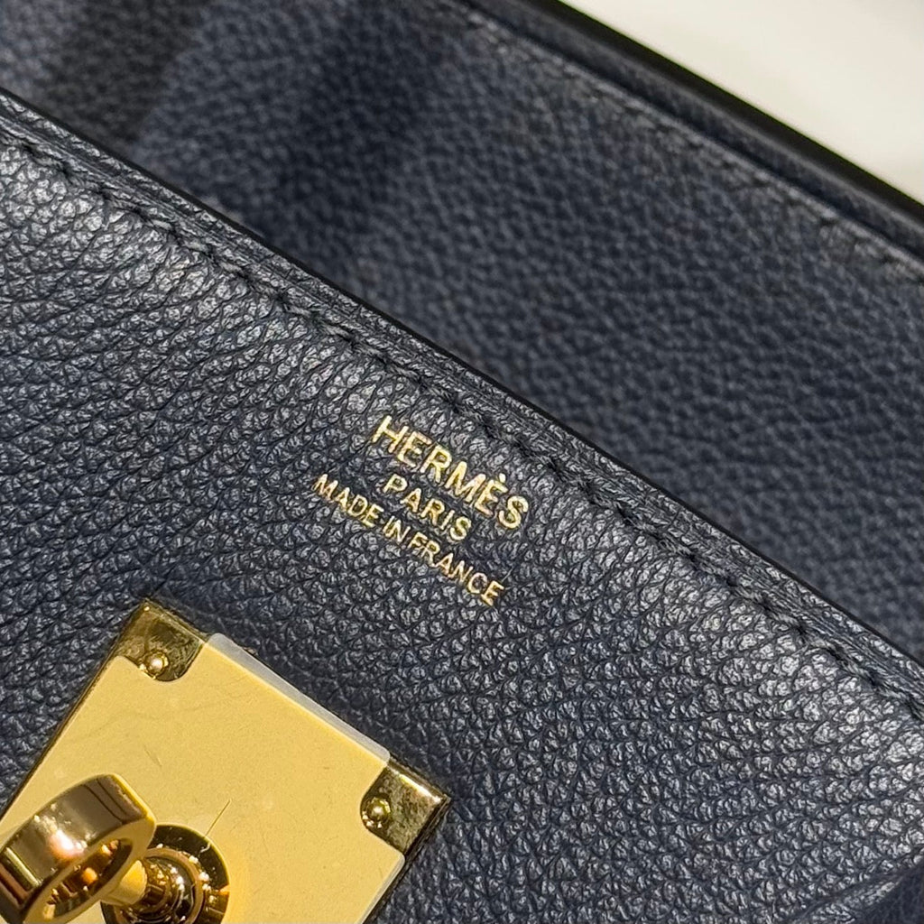 Hermes 25S Shoulder Birkin 29 in Midnight Blue Calfskin Gold Hardware Bag
