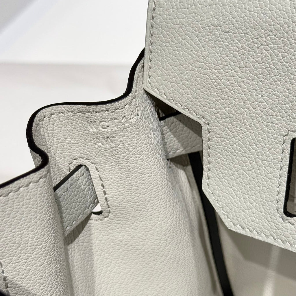 Hermes 25S Shoulder Birkin 29 in Milky White Calfskin Silver Hardware Bag