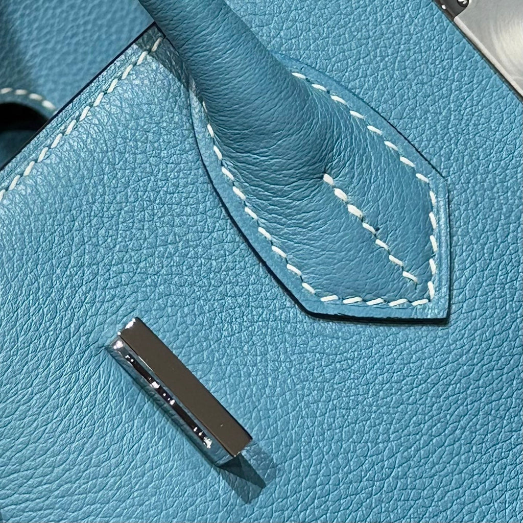 Hermes 25S Shoulder Birkin 29 in Denim Blue Calfskin Silver Hardware Bag