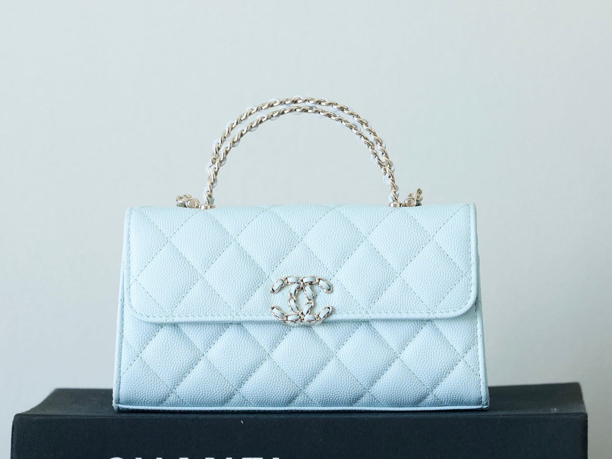 Chanel 25S Kelly in Pastel Blue Lambskin with Silver Hardware Bag